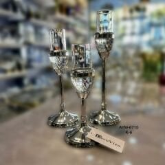 3 lü gümüş şamdan