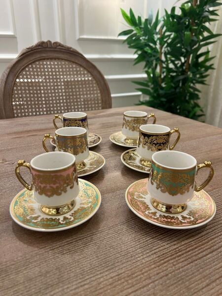Altın Yaldızlı Türk Kahvesi Fincanı Seti