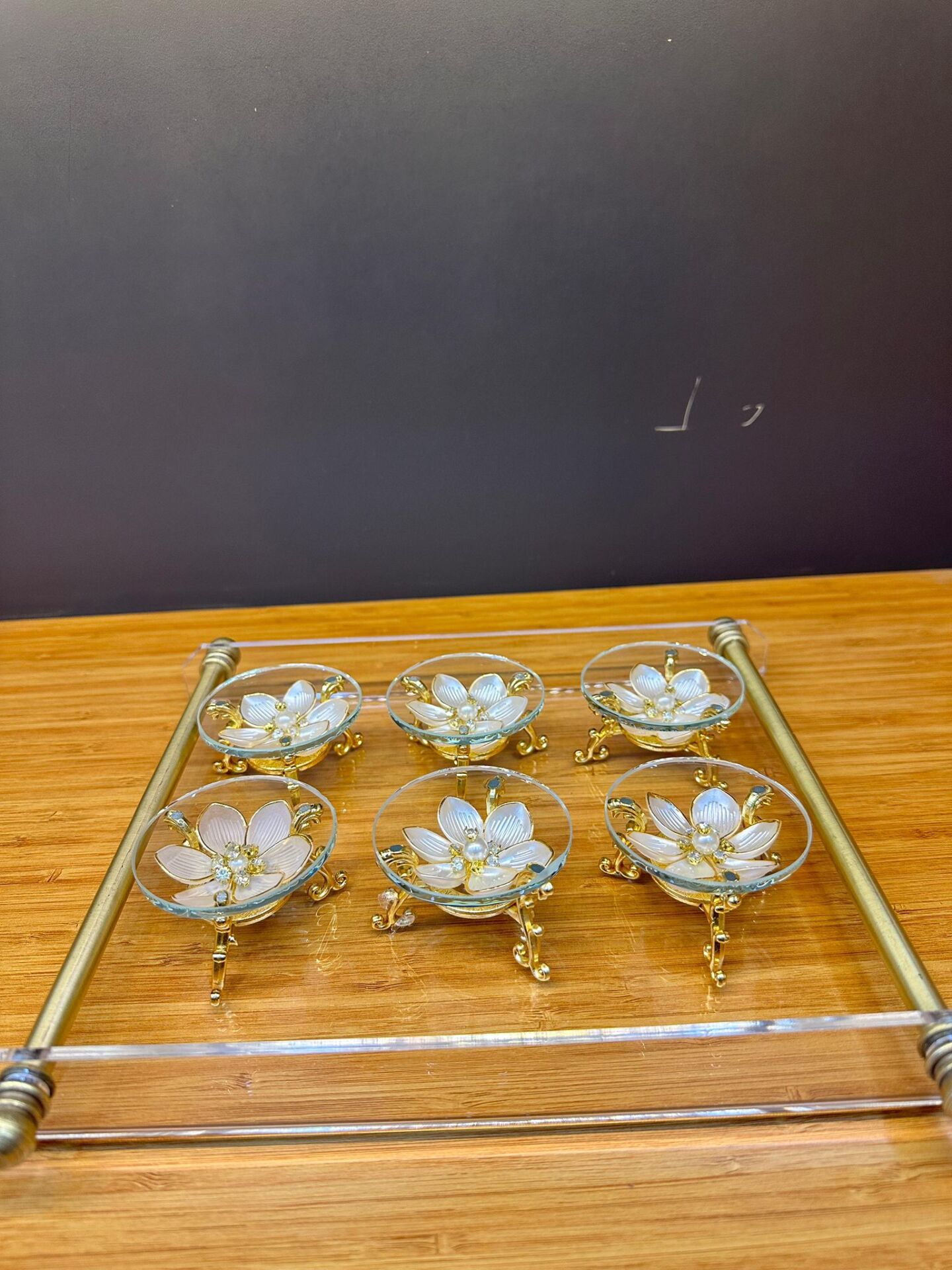 6 Adet Kristal Çiçekli Lokumluk