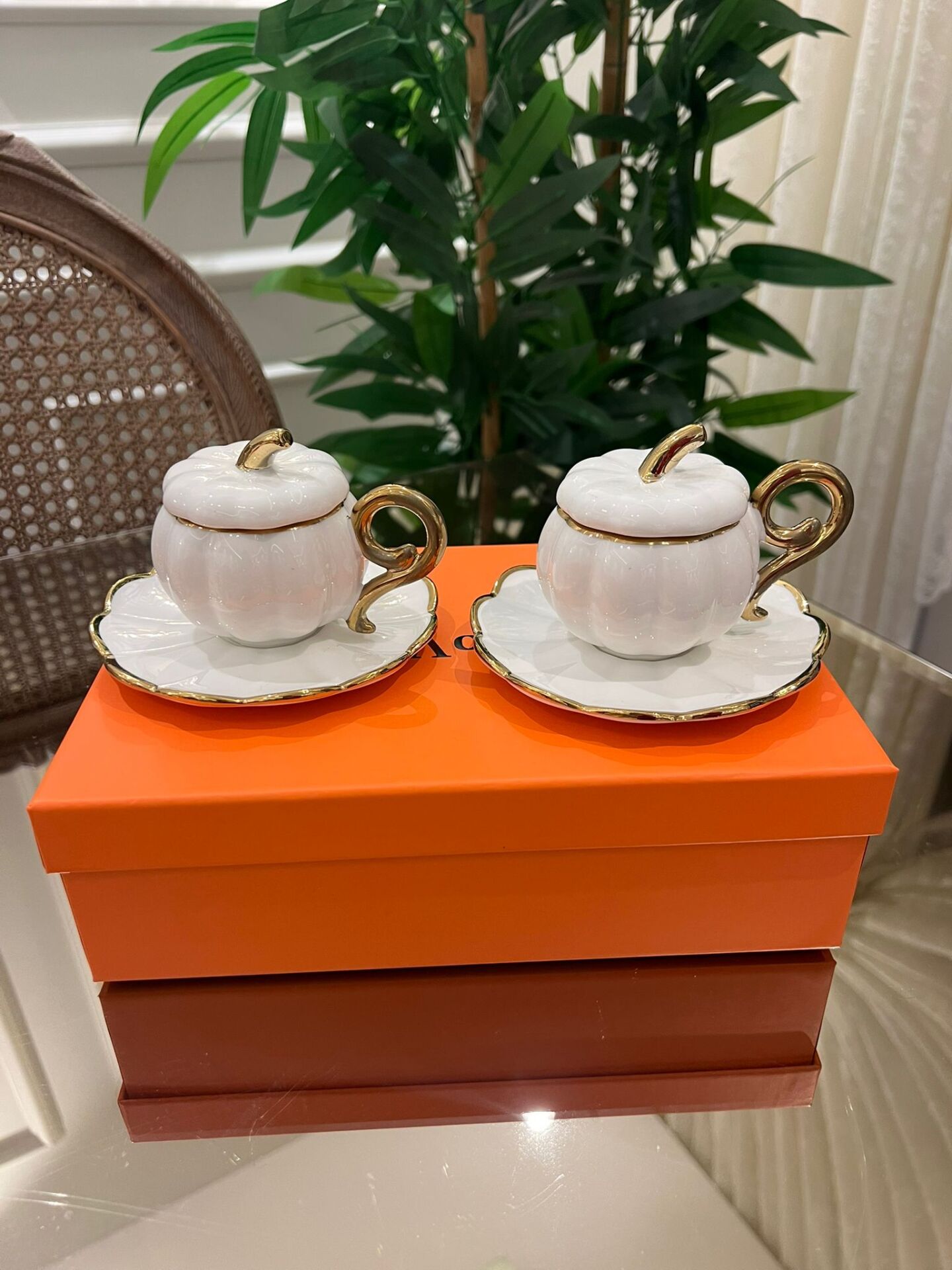 İkili Porselen Kabak Model Türk Kahvesi Fincanı