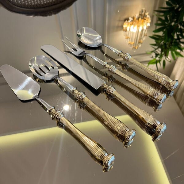5 Parça Gold Detaylı Lüks Servis Seti