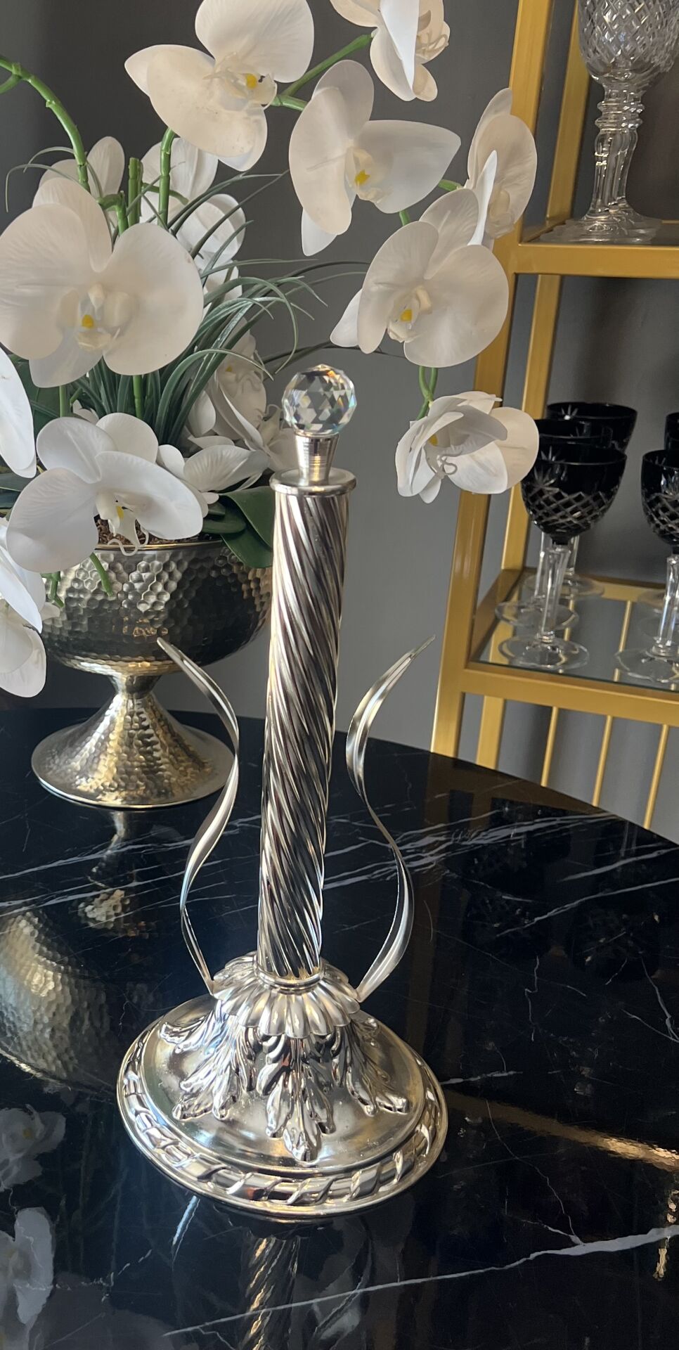 Kristal Taşlı Gümüş Rulo Havluluk