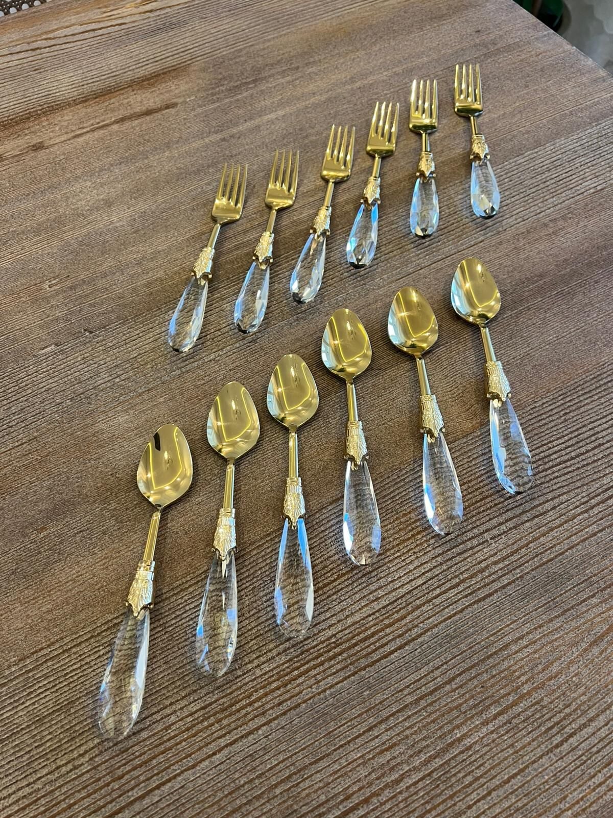 Kristal Saplı Tatlı Çatalı & Kaşığı