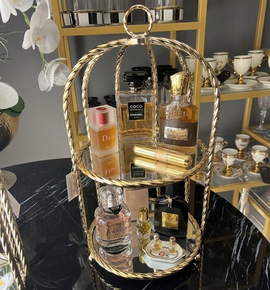 2 Katlı Gold Aynalı Lüks Sunumluk & Organizer