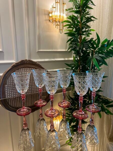 Dior Kesme Kadeh Pembe Ayak 6'lı Set